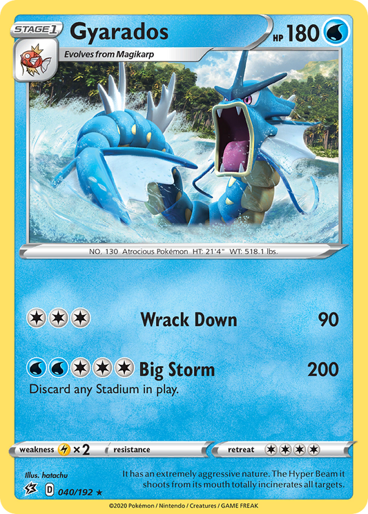 Gyarados 040/192 Rare Rebel Clash Holo NM/LP