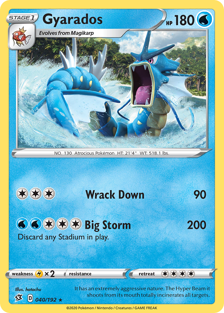 Gyarados 040/192 Rare Reverse Holo Rebel Clash Holo NM/LP