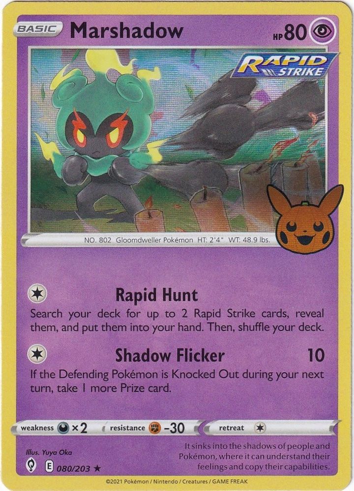 Marshadow 080/203 Holo Rare Trick or Trade BOOster 2023 NM/LP