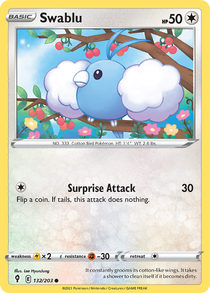 Swablu 132/203 Common Reverse Holo Evolving Skies NM/LP