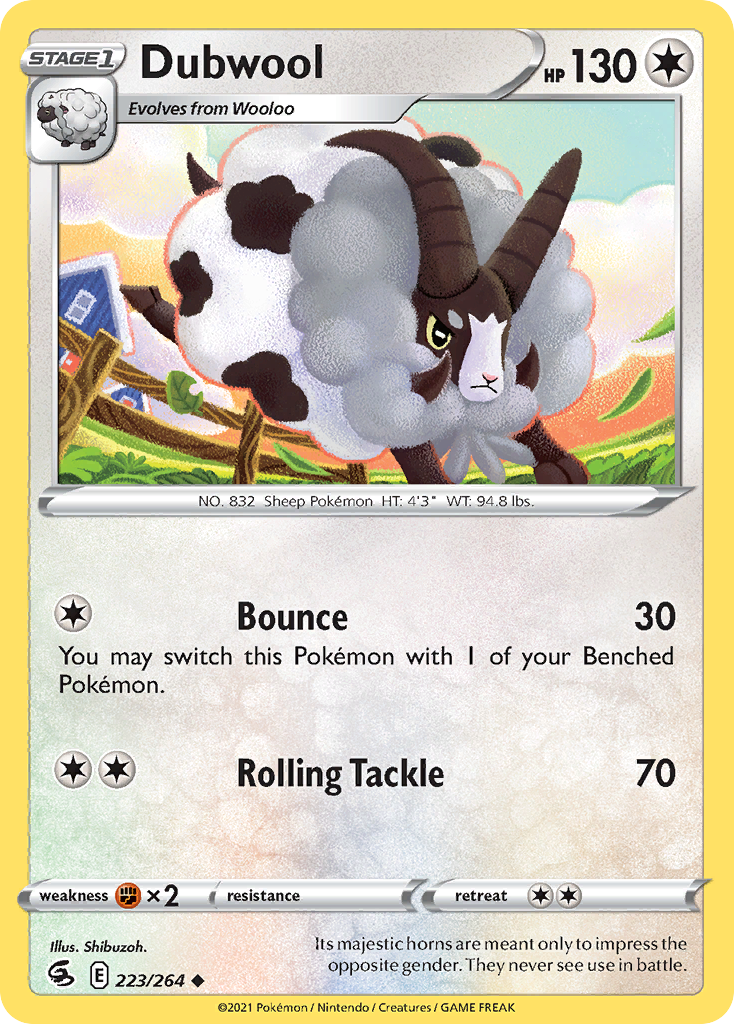 Dubwool 223/264 UnCommon Reverse Holo Reverse Holo Fusion Strike NM/LP