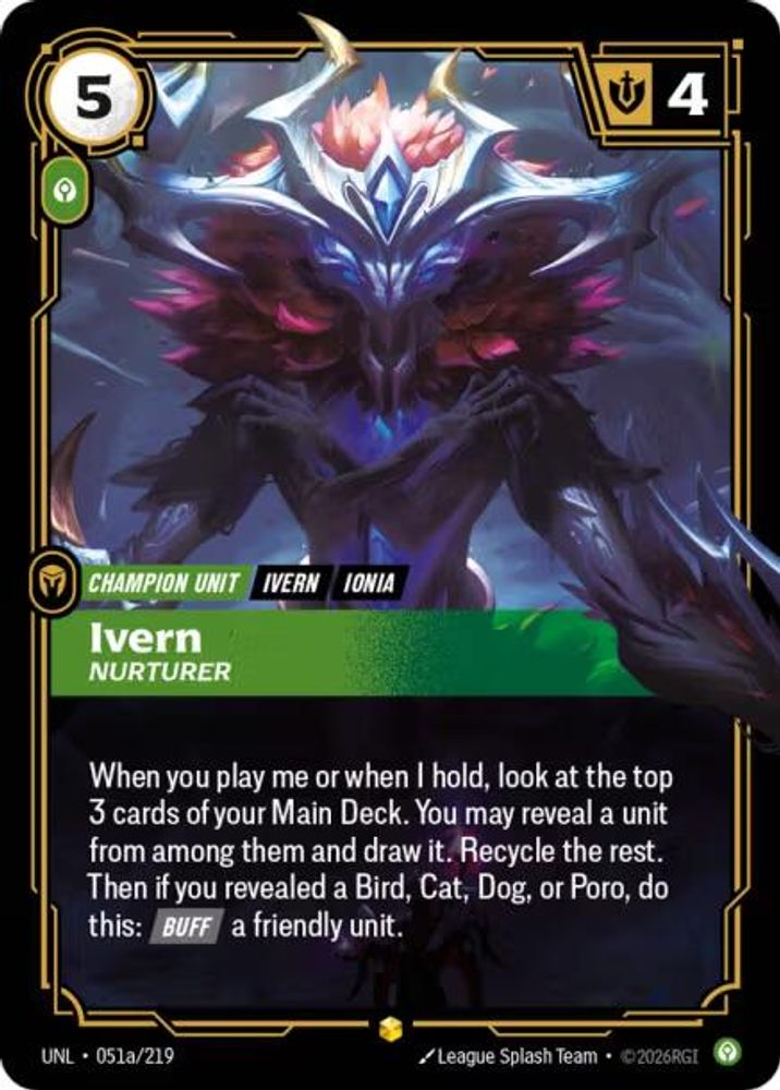 Ivern - Nurturer (Alternate Art) 051A/219 Showcase Unleashed NM/M