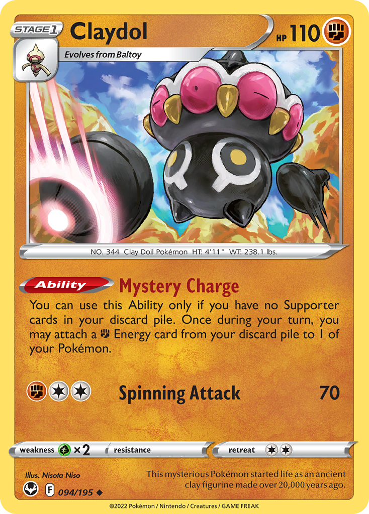 Claydol 094/195 UnCommon Reverse Holo Reverse Holo Silver Tempest NM/LP