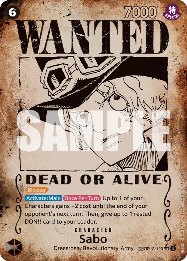 Sabo (120) (Wanted Poster) OP13-120 Secret Rare Carrying On His Will NM/M