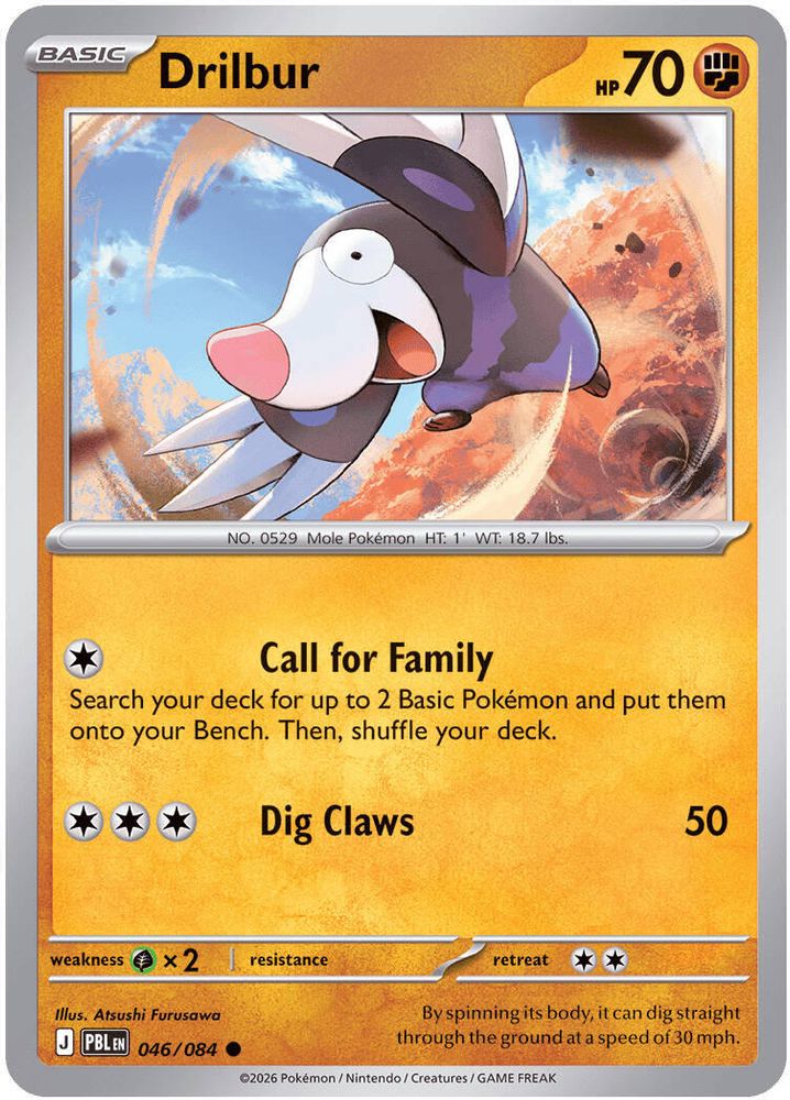 Drilbur 046/084 Common Reverse Holo Pitch Black NM/M