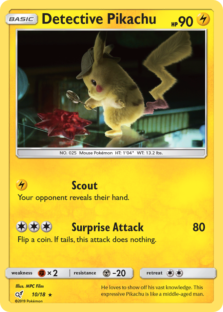 Detective Pikachu 10/18 Rare Detective Pikachu NM/M