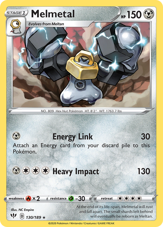 Melmetal 130/189 Rare Reverse Holo Darkness Ablaze NM/LP