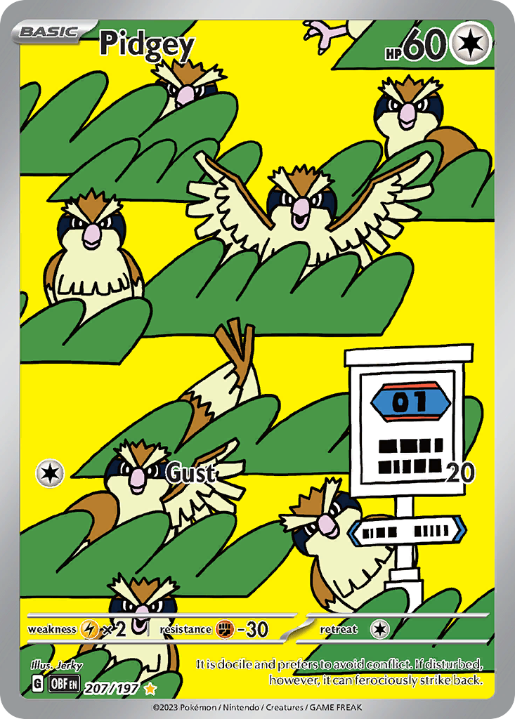 Pidgey 207/197 Illustration Rare Obsidian Flames NM/M