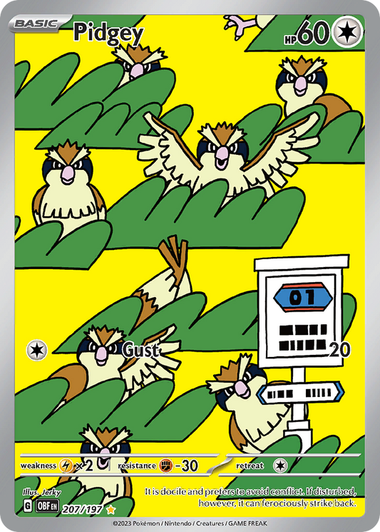 Pidgey 207/197 Illustration Rare Obsidian Flames NM/M