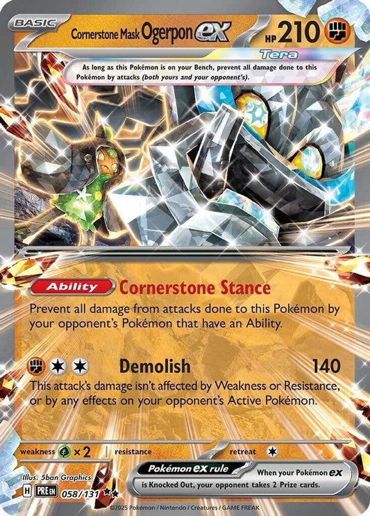 Cornerstone Mask Ogerpon ex 058/131 Double Rare Prismatic Evolutions Holo NM/M