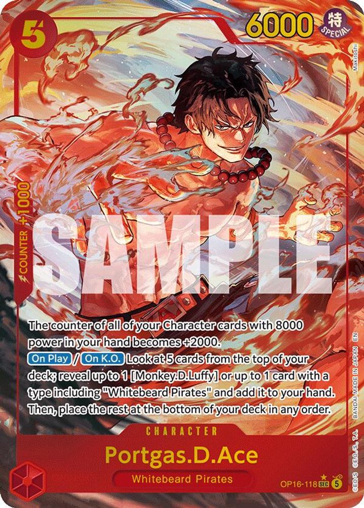 Portgas.D.Ace (118) (Alternate Art) OP16-118 Secret Rare The Time of Battle NM/M