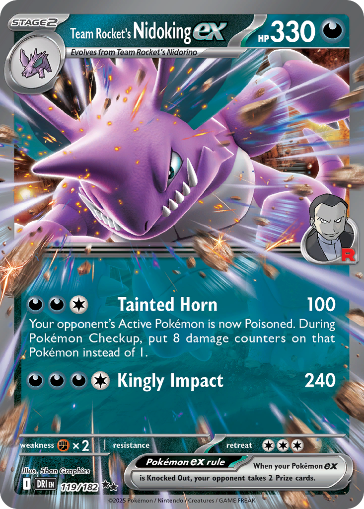 Team Rocket's Nidoking ex 119/182 Double Rare Destined Rivals NM/M