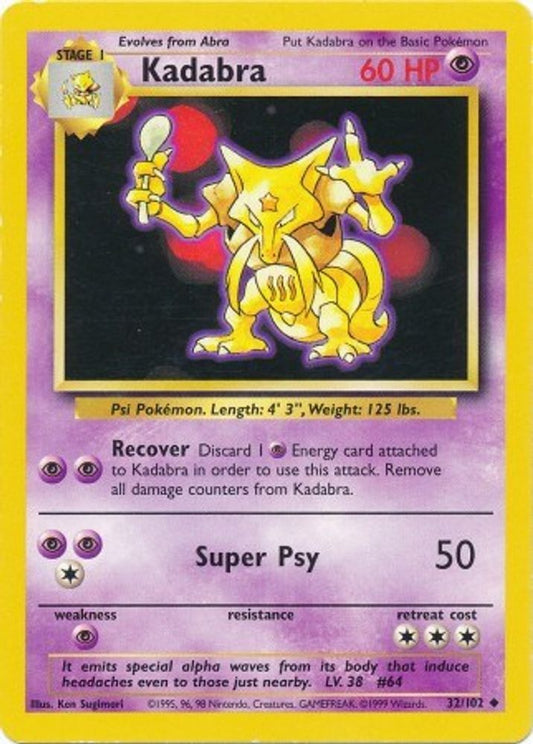 Kadabra 32/102 Uncommon Base Set Unlimited NM/M