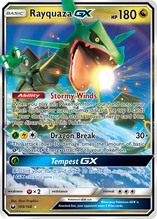 Rayquaza GX 109/168 GX Rare Celestial Storm Holo NM/M