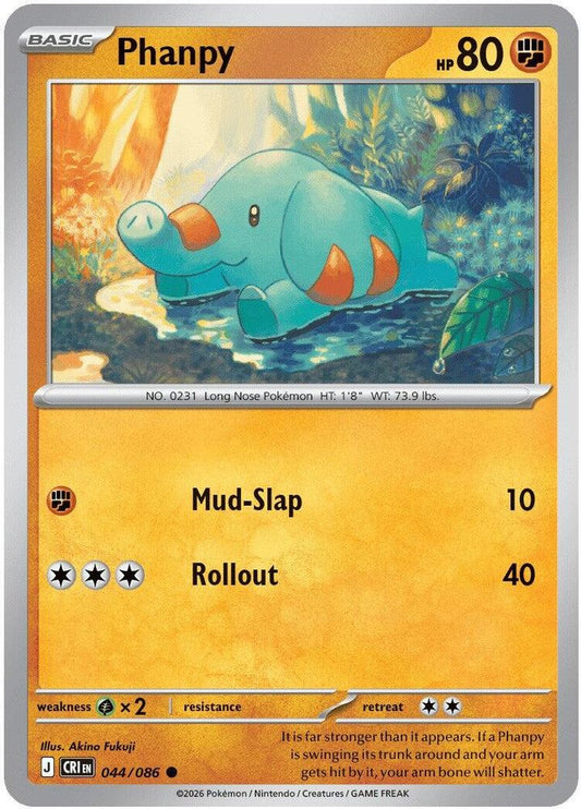 Phanpy 044/086 Common Reverse Holo Chaos Rising NM/M
