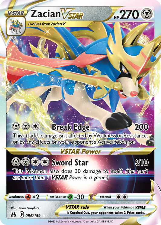 Zacian VSTAR 096/159 VSTAR Rare Crown Zenith Holo NM/M