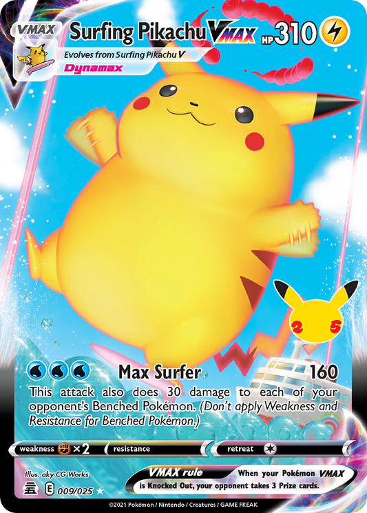 Surfing Pikachu VMAX 009/025 VMAX Rare Celebrations Holo NM/M