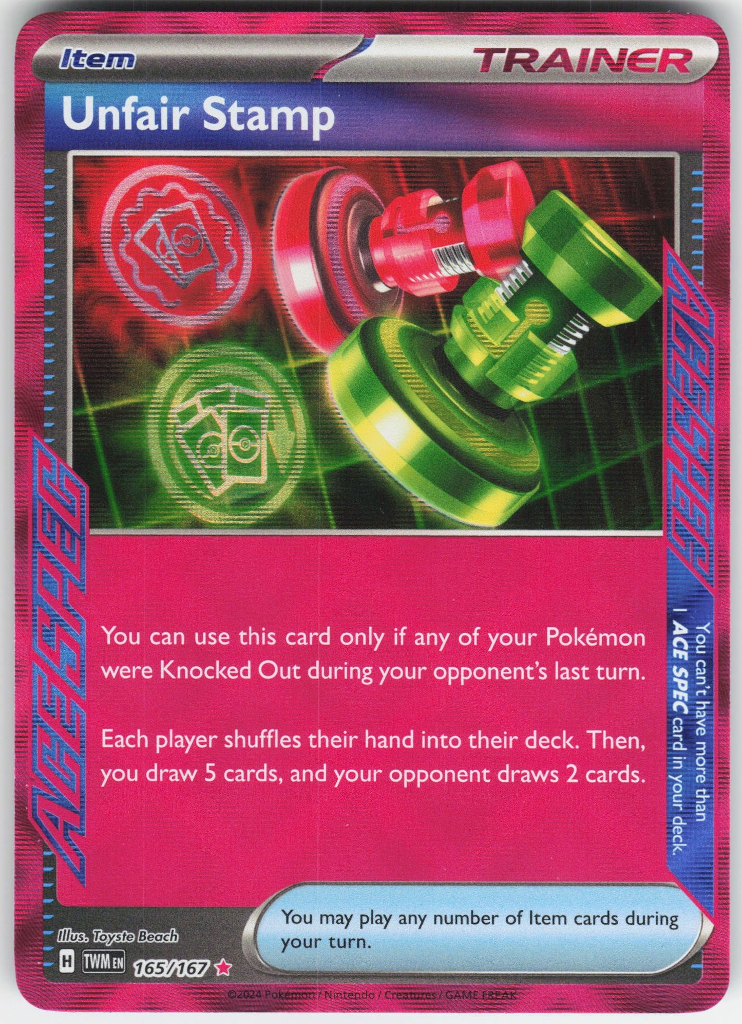 Unfair Stamp ACE SPEC Rare SV06: Twilight Masquerade 165/167 NM