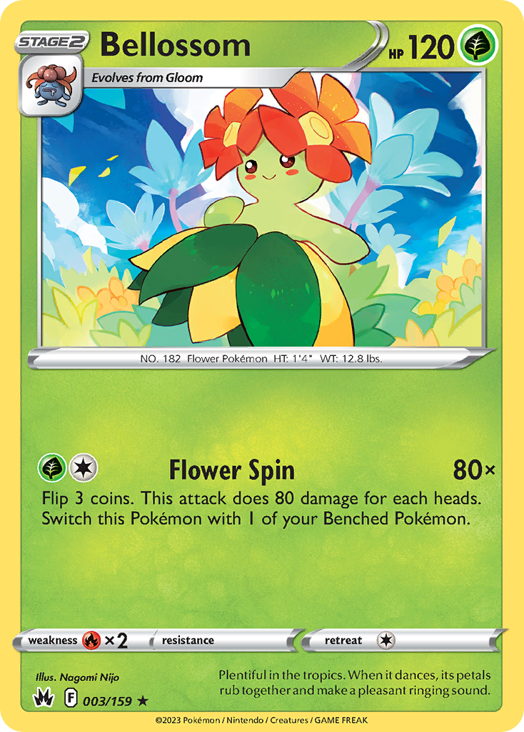 Bellossom 003/159 Rare Reverse Holo Crown Zenith NM/LP