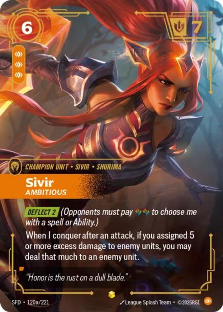 Sivir - Ambitious (Alternate Art) 120A/221 Showcase Spiritforged NM/M