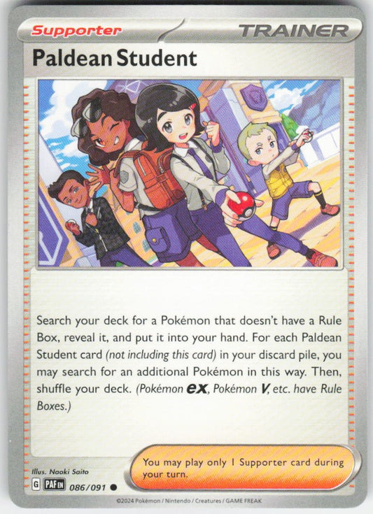 Paldean Student - Common SV: Paldean Fates 086/091 NM