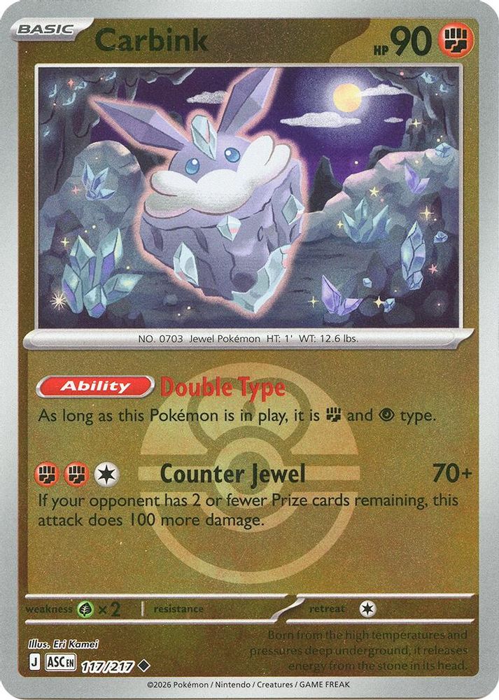 Carbink (Love Ball) 117/217 Uncommon Reverse Holo Ascended Heroes NM/M