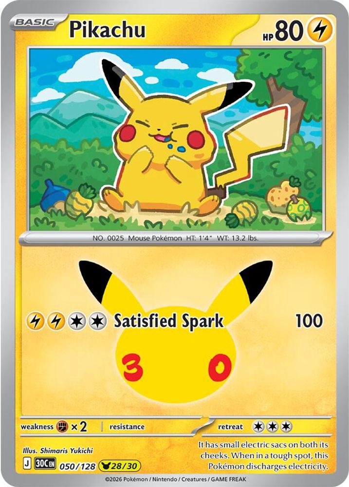 Pikachu 050/128 Pikachu Rare ME: 30th Celebration Holo NM/M