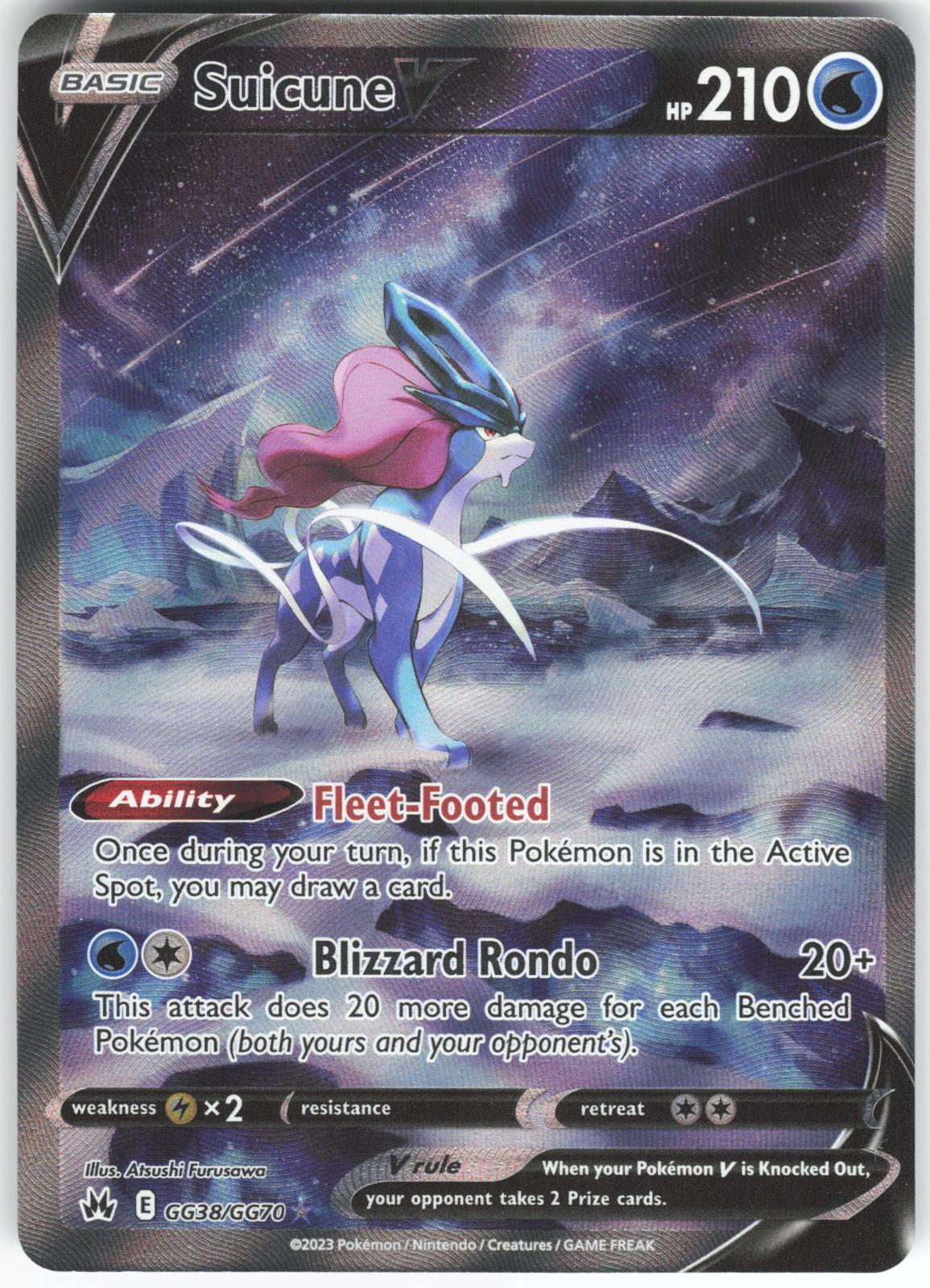 Suicune V GG38/GG70 V Rare Crown Zenith Galarian Gallery Holo NM/M