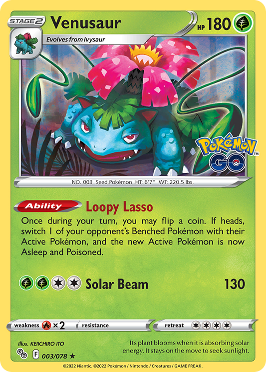 Venusaur 003/078 Rare Pokemon GO Holo NM/M