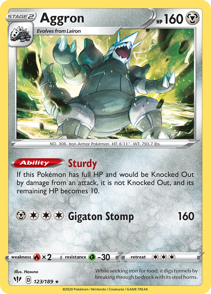 Aggron 123/189 Rare Darkness Ablaze Holo NM/LP