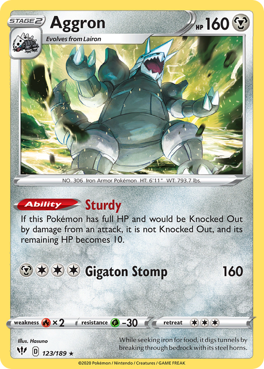 Aggron 123/189 Rare Reverse Holo Darkness Ablaze NM/LP