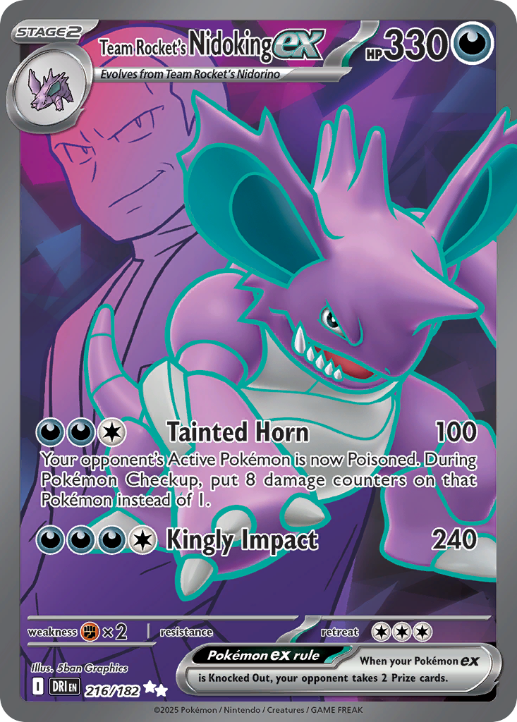 Team Rocket's Nidoking ex 216/182 Ultra Rare Destined Rivals NM/M