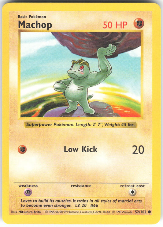Machop 52/102 Common Base Set Unlimited Shadowless NM/LP
