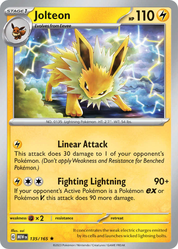 Jolteon 135/165 Rare Reverse Holo 151 NM/M