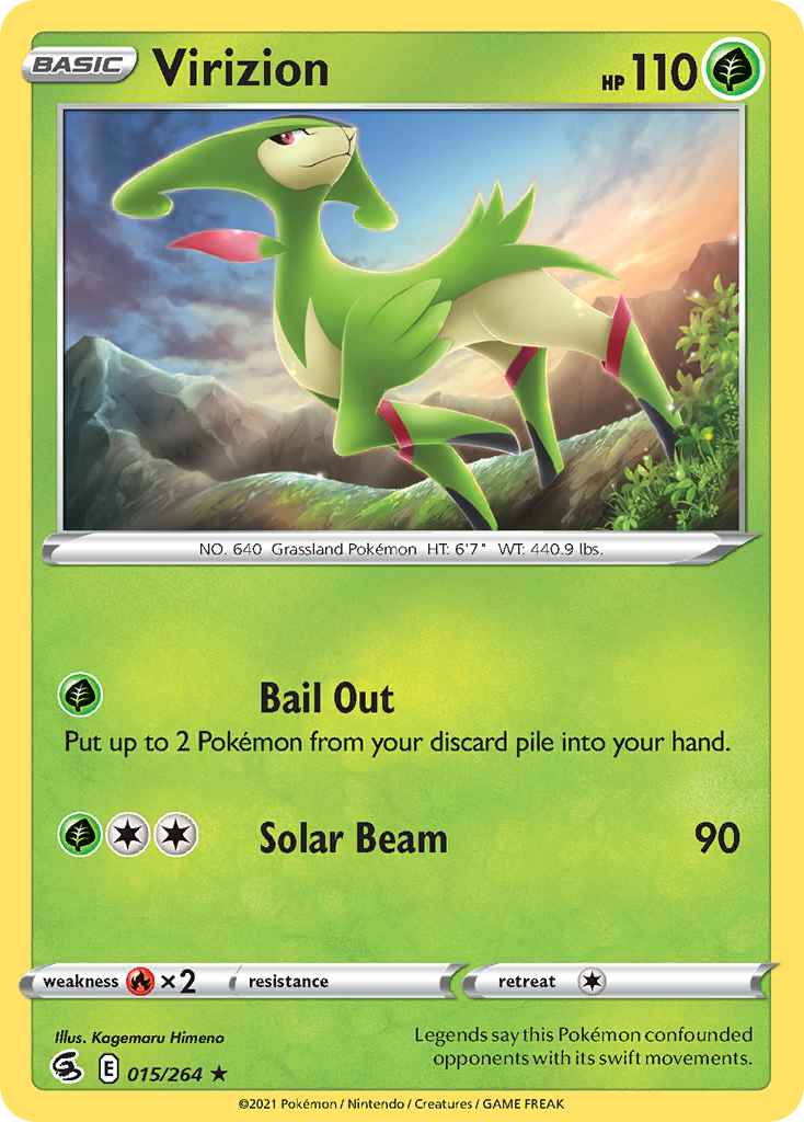 Virizion 015/264 Rare Reverse Holo Fusion Strike NM/LP