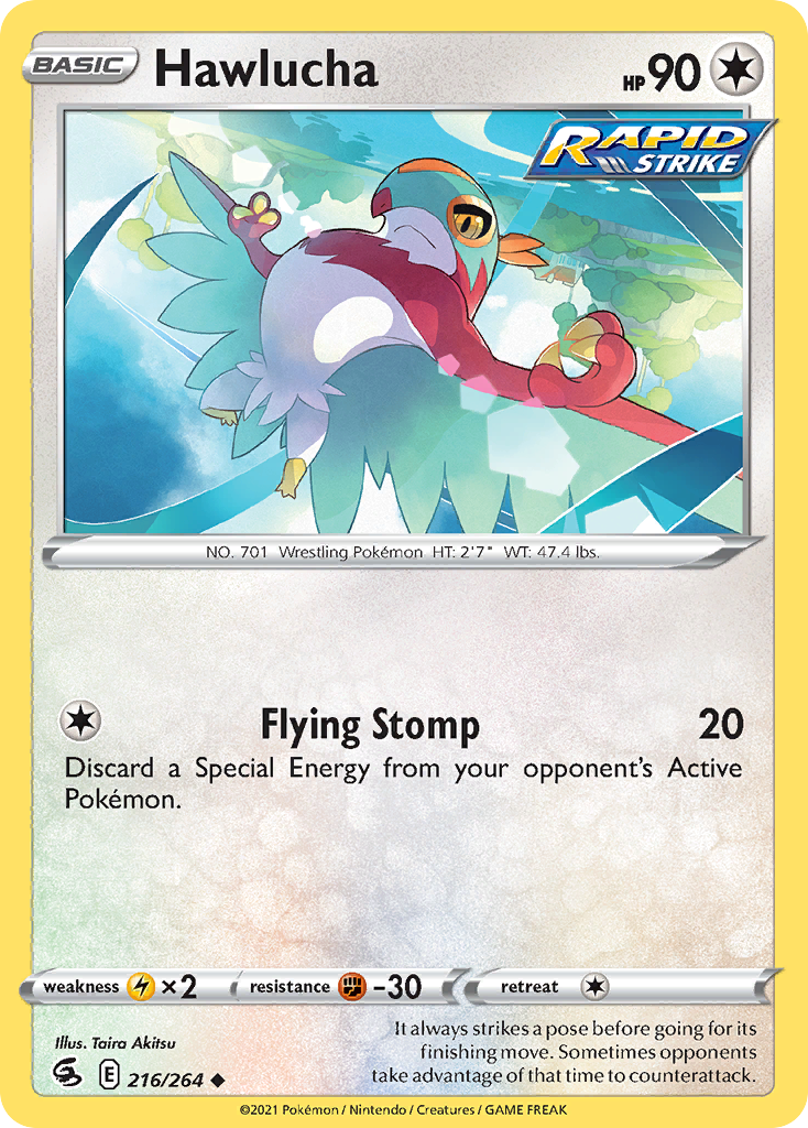 Hawlucha 216/264 Uncommon Reverse Holo Fusion Strike NM/LP