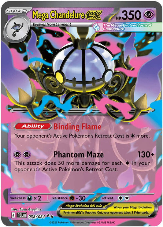 Mega Chandelure ex 038/084 Double Rare Holo Pitch Black NM/M