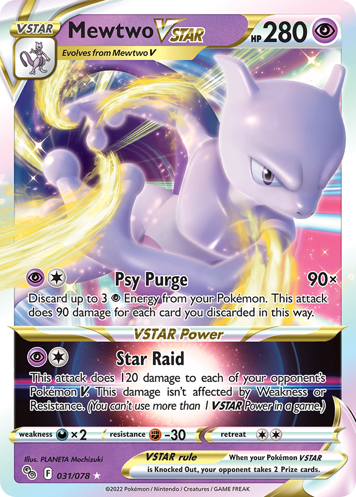 Mewtwo VSTAR 031/078 VSTAR Rare Pokemon GO Holo NM/M