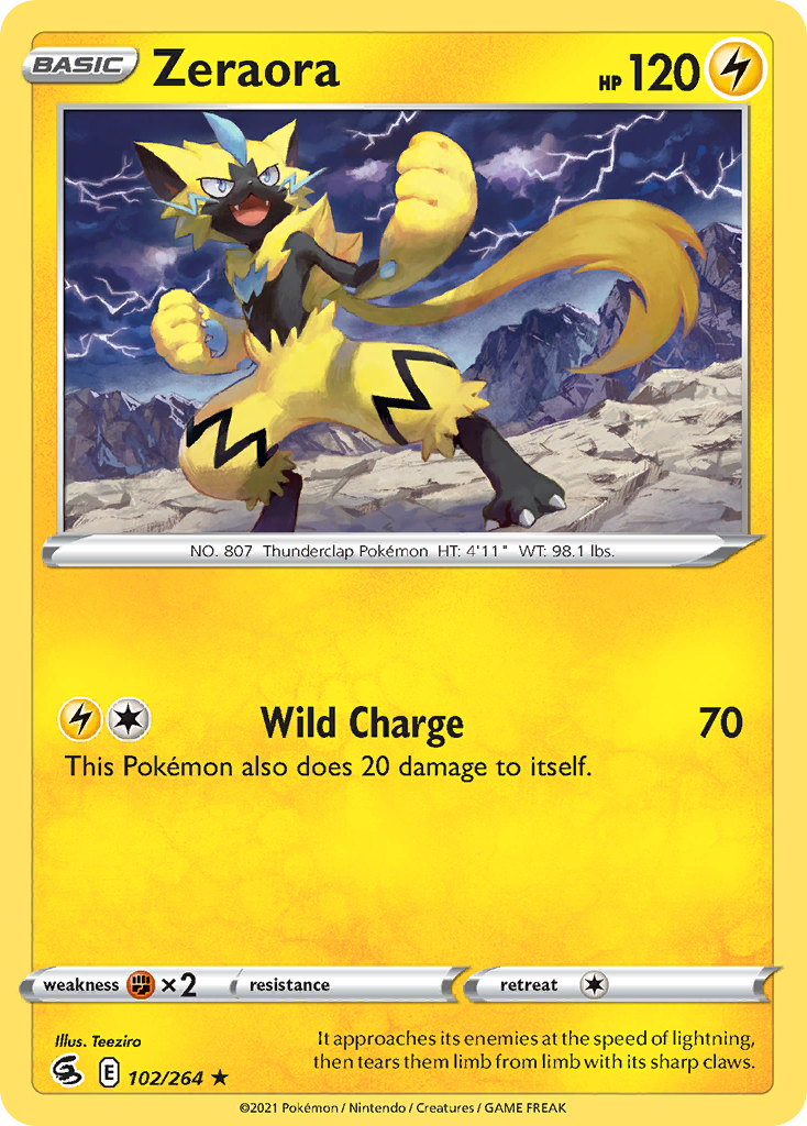 Zeraora 102/264 Rare Reverse Holo Fusion Strike NM/LP