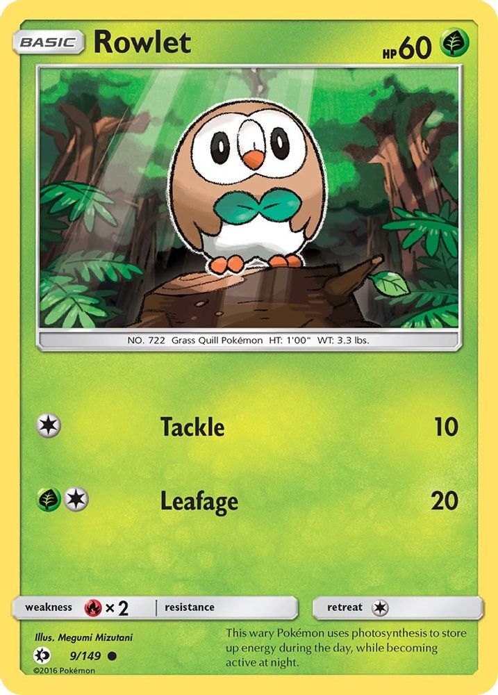 Rowlet 9/149 Common SM Base Set NM/LP