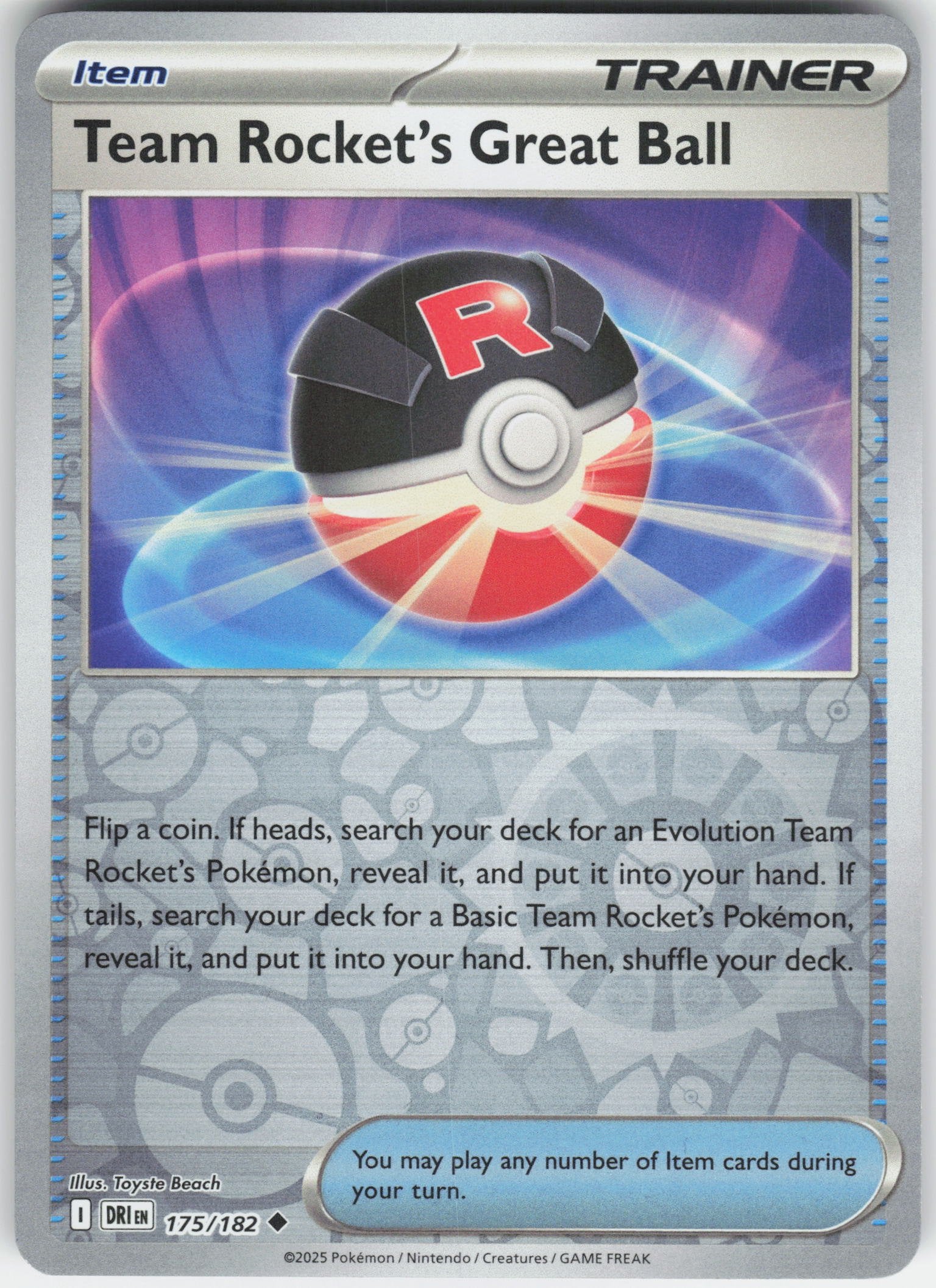 Team Rocket's Great Ball Uncommon SV10: Destined Rivals 175/182 NM Rev Holo