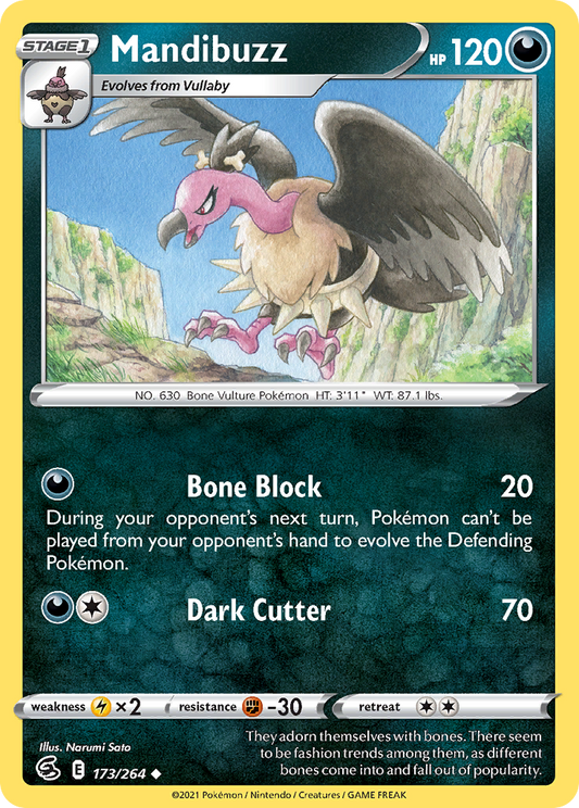 Mandibuzz 173/264 Uncommon Reverse Holo Fusion Strike NM/LP
