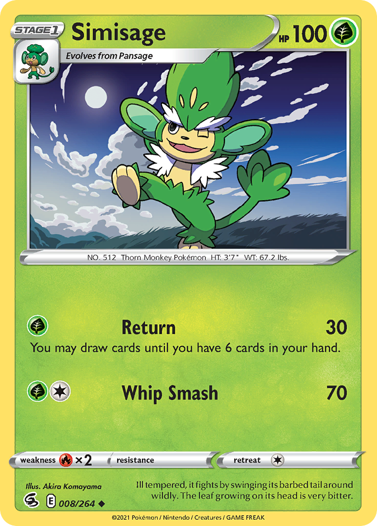 Simisage 008/264 Uncommon Reverse Holo Fusion Strike NM/LP
