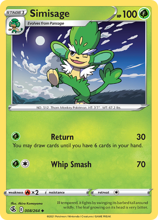 Simisage 008/264 Uncommon Reverse Holo Fusion Strike NM/LP