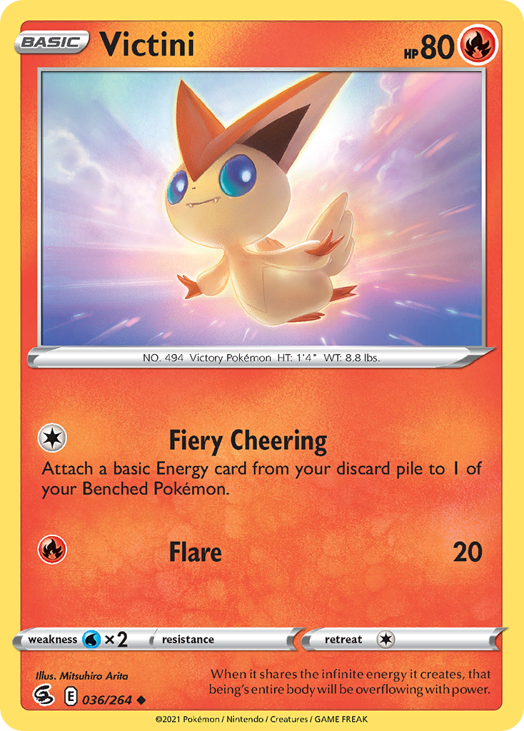 Victini 036/264 Uncommon Reverse Holo Fusion Strike NM/LP