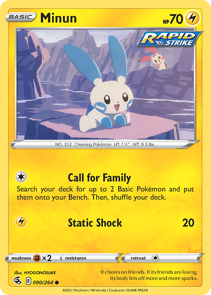 Minun 090/264 Common Reverse Holo Fusion Strike NM/LP