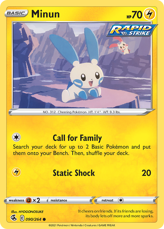Minun 090/264 Common Reverse Holo Fusion Strike NM/LP