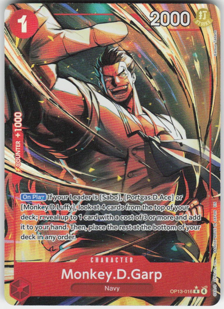 Monkey.D.Garp (Alternate Art) R Carrying On His Will OP13-016 NM