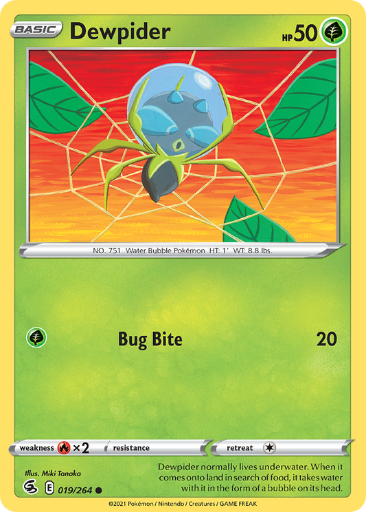 Dewpider 019/264 Common Reverse Holo Fusion Strike NM/LP