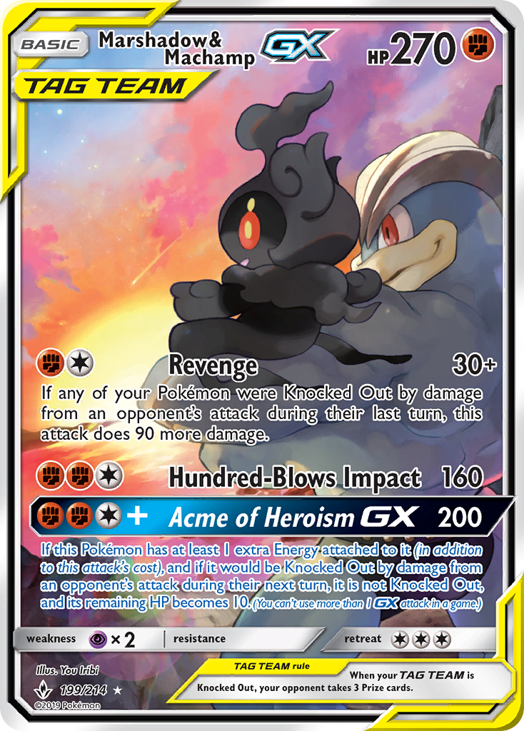 Marshadow & Machamp GX 199/214 Ultra Rare Unbroken Bonds NM/M
